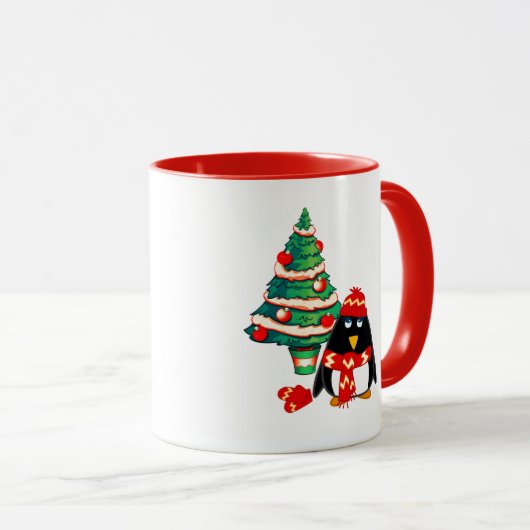 Cute Baby Penguin | Eigen naam kerstcadeautje Mok (Voorkant rechts)