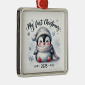 CUTE BABY PENGUIN FOR MY FIRST CHRISTMAS METALEN ORNAMENT (Rechts)