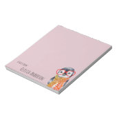 Cute Baby Penguin in Red Glasses Kinder Girly Pink Notitieblok (Linkerzijde)