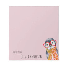Cute Baby Penguin in Red Glasses Kinder Girly Pink