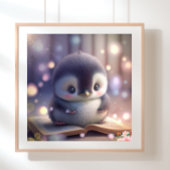 Cute Baby Penguin leest een boek Art Nursery Poster