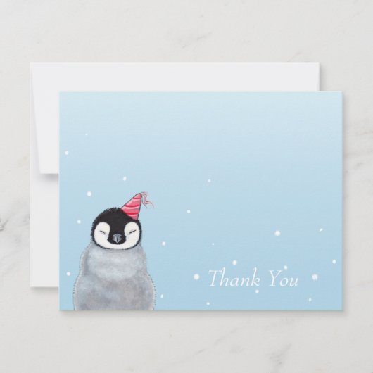 Cute Baby Penguin met Party Pet Bedankt (Voorkant)