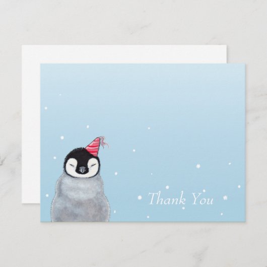 Cute Baby Penguin met Party Pet Bedankt (Voorkant / Achterkant)