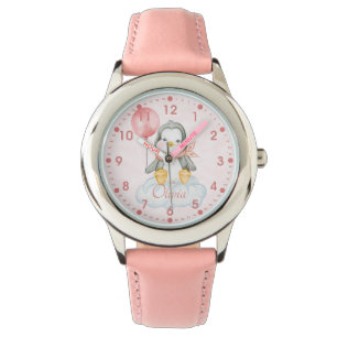 Cute Baby Penguin Pink Aangepast Horloge