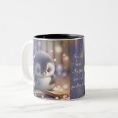 Cute Baby Penguin Reading Book Funny Quote Tweekleurige Koffiemok (Voorkant links)