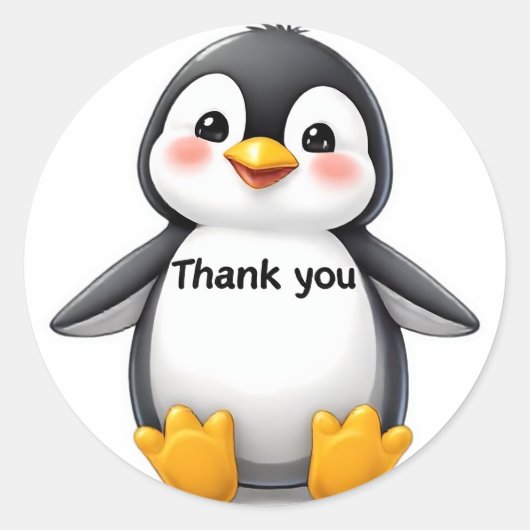 Cute Baby Penguin "Thank You" Sticker  (Voorkant)