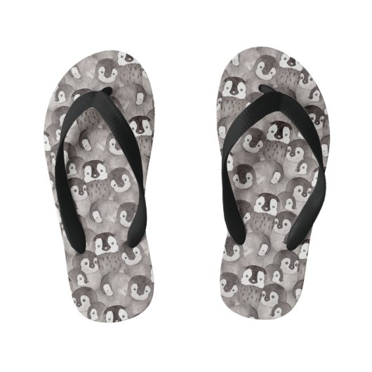 Cute Baby Penguin Waterverf  Kinder Teenslippers (Voetbed)