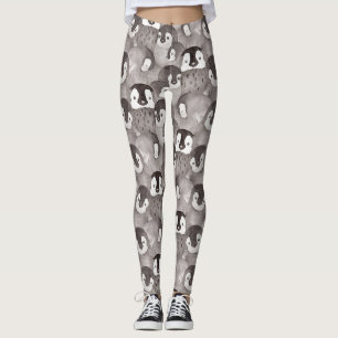Cute Baby Penguin Waterverf  Leggings