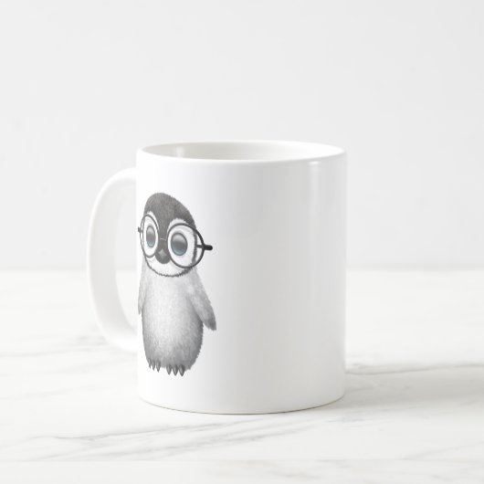 Cute Baby Penguin Wearing Eye Glasses Koffiemok (Voorkant links)