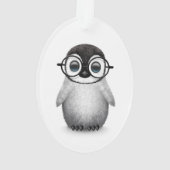 Cute Baby Penguin Wearing Eye Glasses on White Ornament (achterkant)