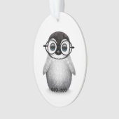 Cute Baby Penguin Wearing Eye Glasses on White Ornament (voorkant)