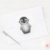 Cute Baby Penguin Wearing Eye Glasses on White Ronde Sticker (Envelop)