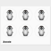Cute Baby Penguin Wearing Eye Glasses on White Ronde Sticker (Vel)