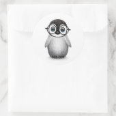 Cute Baby Penguin Wearing Eye Glasses on White Ronde Sticker (Tas)