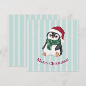 Cute Baby Penguin Wearing Santa Hat Christmas Feestdagenkaart (Voorkant / Achterkant)