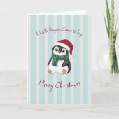 Cute Baby Penguin Wearing Santa Hat Christmas Kaart (Voorkant)