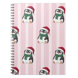 Cute Baby Penguin Wearing Santa Hat Christmas Notitieboek