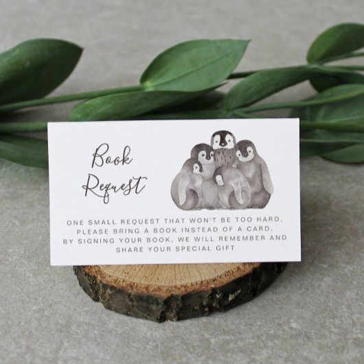 Cute Baby Penguins Baby shower Book Request Informatiekaartje