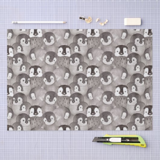 Cute Baby Penguins Pattern  Tissuepapier (Craft)