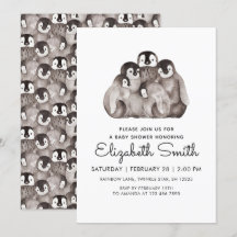 Cute Baby Penguins Winter Waterverf Baby shower