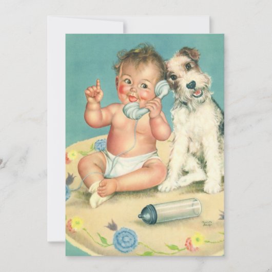 Cute Baby Phone Puppy Dog Baby shower Kaart (Voorkant)