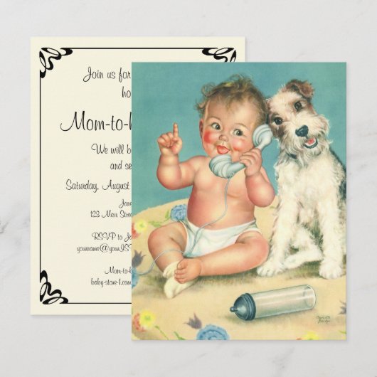  Cute Baby Phone Puppy Dog Baby shower Kaart (Voorkant / Achterkant)