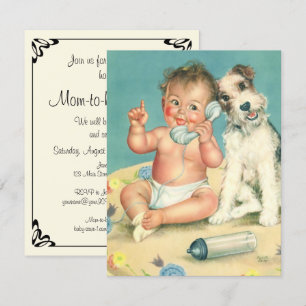  Cute Baby Phone Puppy Dog Baby shower Kaart
