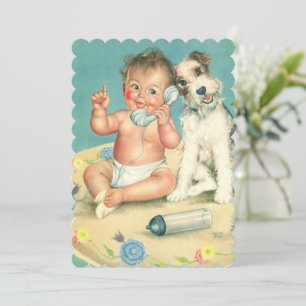  Cute Baby Phone Puppy Dog Baby shower Kaart