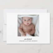 Cute Baby Photo Birth Announcement Elegant Aankondiging (Achterkant)