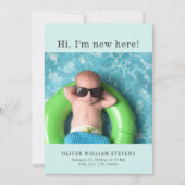 Cute Baby Photo Birth Notice Aankondiging (Voorkant)