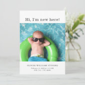 Cute Baby Photo Birth Notice Aankondiging (Staand voorkant)