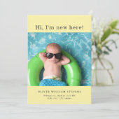 Cute Baby Photo Birth Notice Aankondiging (Staand voorkant)