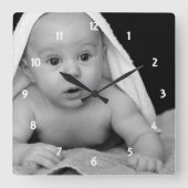 Cute Baby Photo it Your Way Square Wall Clock Vierkante Klok (Voorkant)