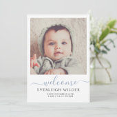 Cute Baby Photo Script Welcome Birth Notice (Staand voorkant)