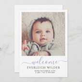 Cute Baby Photo Script Welcome Birth Notice (Voorkant / Achterkant)