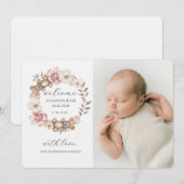 Cute Baby Photo Teddy Bear Wreath Birth Aankondiging (Voorkant / Achterkant)