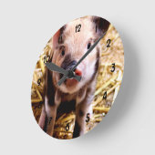 Cute Baby Pig Ronde Klok (Hoek)