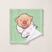 Cute Baby Pig Wrapped in Blanket Bad Handdoek (Wasdoekje)