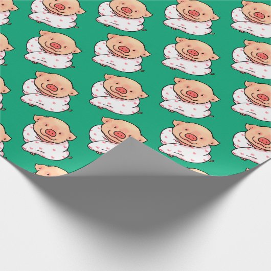 Cute Baby Pig Wrapped in Blanket Cadeaupapier (Hoek)