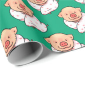 Cute Baby Pig Wrapped in Blanket Cadeaupapier (Rol Hoek)
