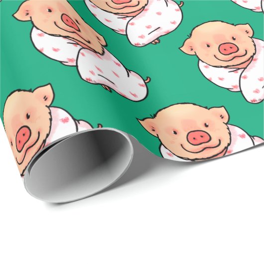 Cute Baby Pig Wrapped in Blanket Cadeaupapier (Rol Hoek)