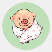 Cute Baby Pig Wrapped in Blanket Ronde Sticker (Voorkant)