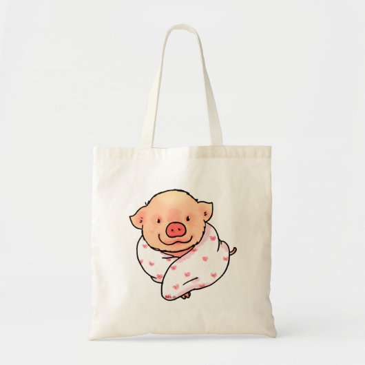 Cute Baby Pig Wrapped in Blanket Tote Bag (Voorkant)