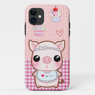 Cute baby piggy en kawaii cupcakes Case-Mate iPhone case
