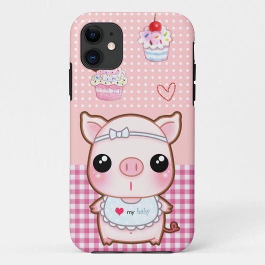 Cute baby piggy en kawaii cupcakes Case-Mate iPhone case (Achterkant)