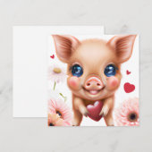 Cute Baby Piglet met een Valentijns hart Feestdagenkaart (Voorkant / Achterkant)