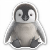 Cute Baby Pinguïn 3D Fluffy Kuiken Uitknip Sticker (Voorkant)
