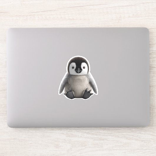 Cute Baby Pinguïn 3D Fluffy Kuiken Uitknip Sticker (Computer)