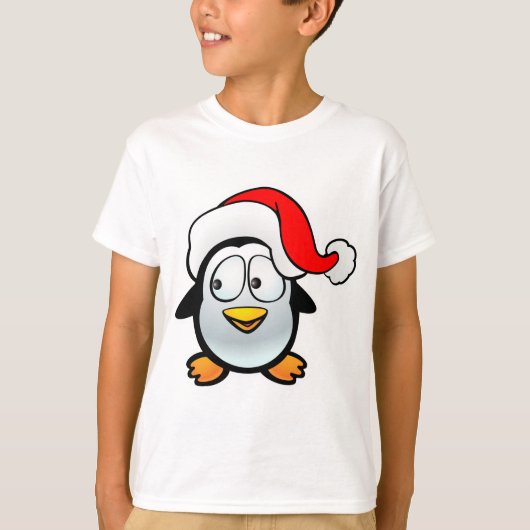 Cute Baby pinguin met Santa Claus Pet T-shirt (Voorkant)