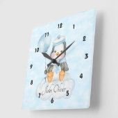 Cute Baby pinguin on a Cloud Vierkante Klok (Hoek)